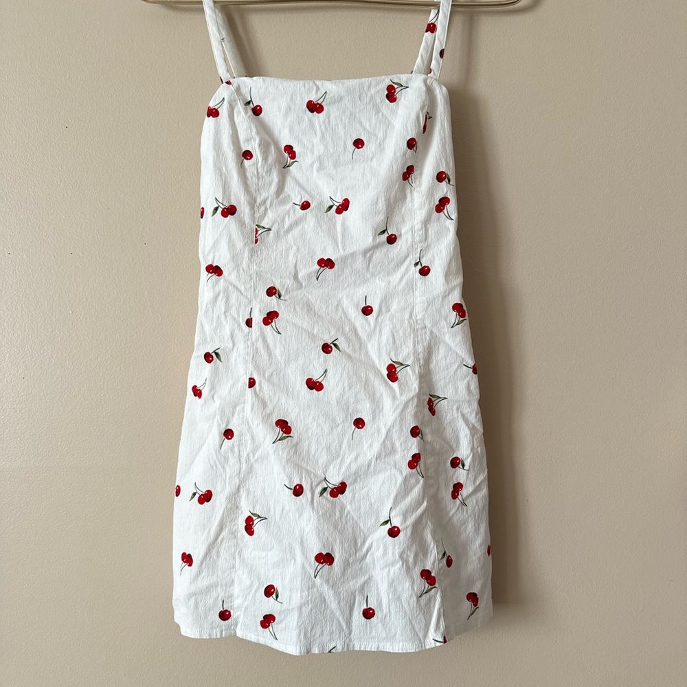 Abercrombie & Fitch White Cherry Print Mini Dress